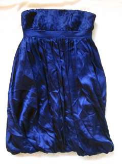 LAUNDRY BY SHELLI SEGAL Navy Blue Strapless 100% Silk Bubble Dress (sz 