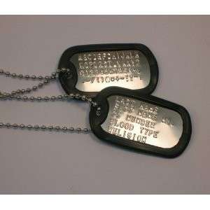   MILITARY SPEC DOG TAG SET ARMY 2 CHAINS 2 SILENCERS & 2 TAGS  