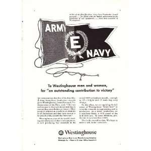   Ad Westinghouse Army Navy E Production Award Original Print War Ad