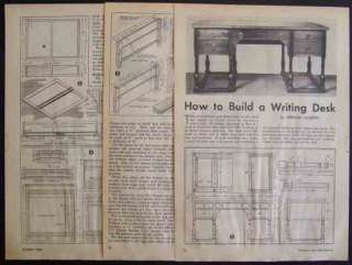 Early American Writing Desk 1944 How To build PLANS  