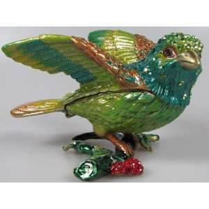  Crystal Jeweled Trinket Box   Bird J5C1