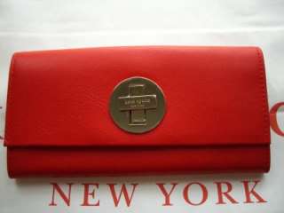 Kate Spade WRIGHTSVILLE CYNDY Tangerine Leather Wallet $195  