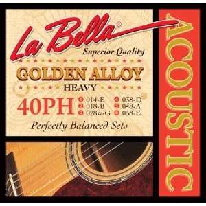  La Bella Acoustic Guitar Golden Alloy Heavy, .014   .058 