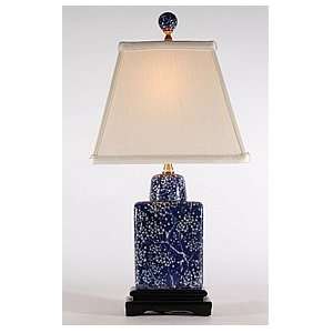  Dark Blue and White Rectangular Porcelain Table Lamp