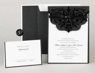 100)Elegant Black Scallop Edge DIY Wedding Invitation Kit  