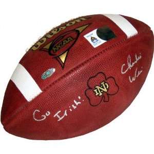 Charlie Weis Notre Dame Fighting Irish Autographed Game Model Football 
