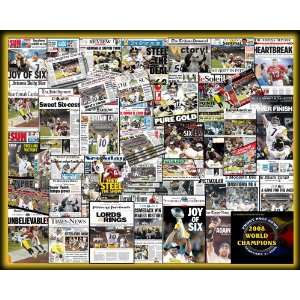 Pittsburgh Steelers 2009 & 2006 Superbowl Newspaper Collage Prints 