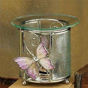  Pink Butterfly Wire Design Glass Oil Burner