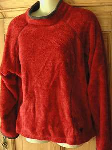 Wooly Bully Wear Shirt Womens Red Poly Fleece Mockneck Top L  