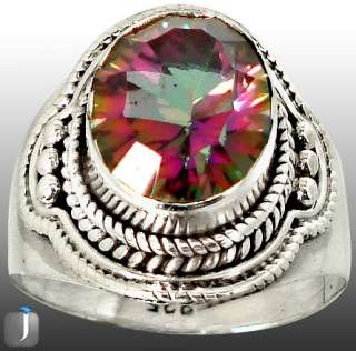 size 8 SUPERB MYSTIC TOPAZ OVAL 925 STERLING SILVER SOLITAIRE ARTISAN 