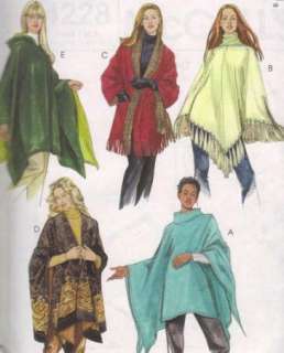 Plain or Hooded Poncho Wrap Pattern for Fleece Wool XS S M (4 14 