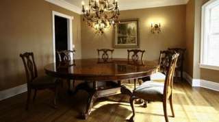 Oversized 84 Round Mahogany Table with Light Walnut  
