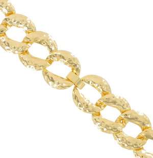 Vintage Necklace Big Chunky Yellow Gold Tone Chain Hammered Link 