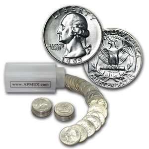   1955 D Washington Quarters   90 Silver 40 Coin Roll (BU) Toys & Games