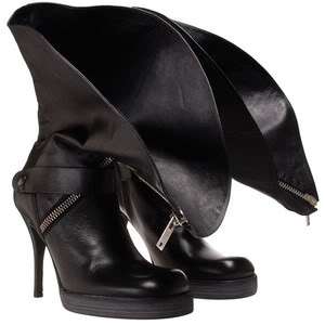 rrp$2290 RICK OWENS Fold over flap & zip leather heels boots sz39 EX 