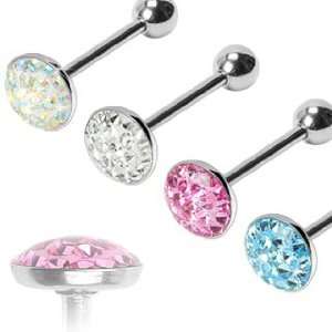 316L Surgical Steel Barbells with AB (Aurora Borealis) Multi Gemmed 
