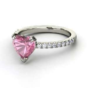  Carina Ring, Heart Pink Tourmaline 14K White Gold Ring 
