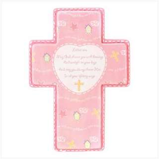 BABY GIRL PRAYER CROSS Pink Poem Nursery Wall Decor NEW  
