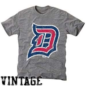   Duquesne Dukes Ash Distressed Logo Vintage Tri Blend T shirt Sports