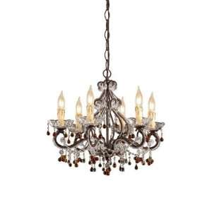 Primrose Chandelier Adorned with Amber Colored Murano Crystal SIZE 