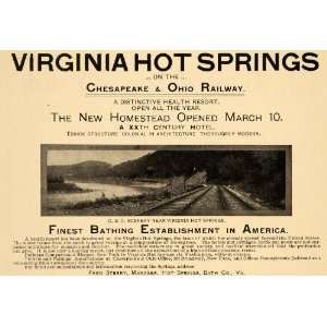  1902 Ad Virginia Hot Springs Hotel Chesapeake & Ohio RR 