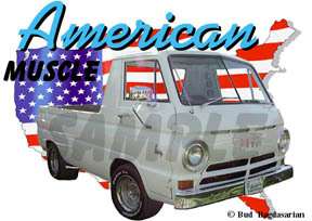 1965 White Dodge Van Truck Custom HotRod USA T Shirt 65  