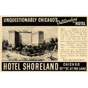 1935 Ad Hotel Shoreland Luxury Lodging Travel Chicago Lakefront Resort 