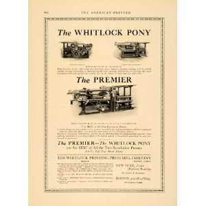1913 Ad Whitlock Pony Premier Printing Press Antique   Original Print 
