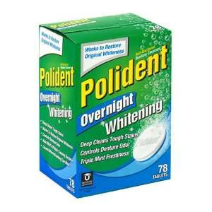 Polident Denture Cleanser, Overnight Whitening, Tablets   78 ea