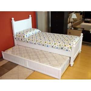  Solid Pine Twin Bed with Trundle White