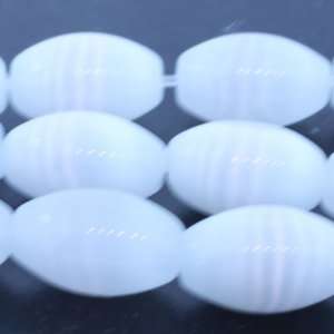 White Cats Eye  Barrel Plain   13mm Height, 8mm Width, Sold by 16 