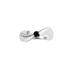   Cts Black Diamond Solitaire Wave Ring in 14K White Gold 10.0 Jewelry