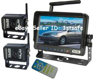 WIRELESS REAR VIEW BACKUP SYSTEM 7 REVERSE LCD+2CAMERA  