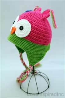 Crochet Baby Hat Handmade Knit Animal Trapper Owl Ear Flap Kids 