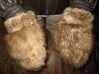 NEW REAL NATURAL LONG HAIRED BROWN BEAVER MITTENS