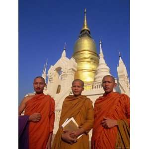  Thailand, Chiang Mai, Monks at Wat Suan Dok Premium 