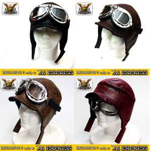 Aviator Leather Pattern Winter hat + free goggle 4color  