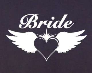 Angel Wings BRIDE Ladies T Shirt XS XXL wedding heart  