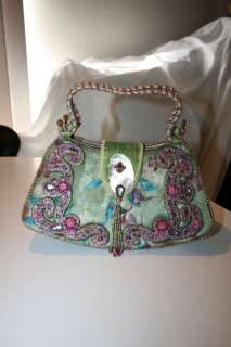MARY FRANCES Beaded Jeweled Velvet Minaudière Hand Bag  