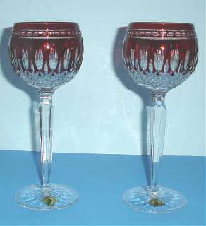 Waterford Clarendon Ruby Wine Hock Glasses Set of 2 New  