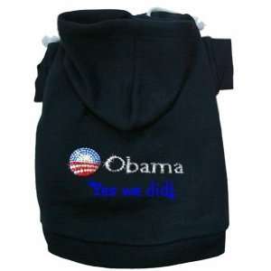  Obama Yes We Did Rhinestone Dog Hoodie Hooded Sweatshirt 