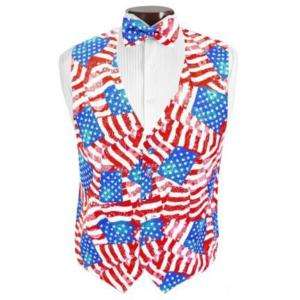 New Stars & Stripes 4th of July Tuxedo Vest and Bowtie  