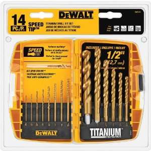  DEWALT DW1341 14 Piece Titanium Speed Tip Drill Bit Set 
