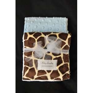    Baby Laundry Minky Burpies Giraffe/Baby Blue Bump (Set of 2) Baby