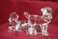 Set of Two 2 Lenox Clear Crystal Cat Figures Figurines  