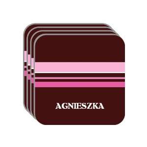 Personal Name Gift   AGNIESZKA Set of 4 Mini Mousepad Coasters (pink 