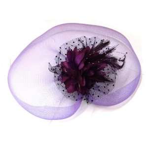   Mesh Fascinator Veil Hair Clip/ Cocktail Hat   Purple 