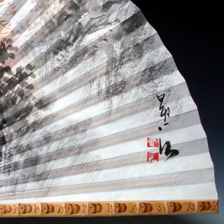 Korean Hand Held Folding White Paper Bamboo Large Fan  