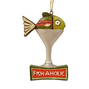  Funny Fish Aholic Martini Glass Christmas Ornament 