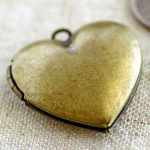   Bronze Brass Filigree Heart Locket Charm Pendant 22.5x24.5mm b57b PICK